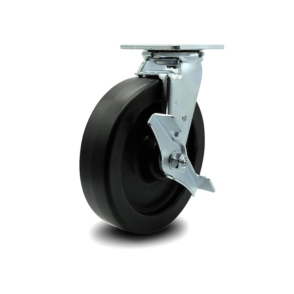 8 Inch Polyolefin Swivel Caster with Ball Bearing and Brake